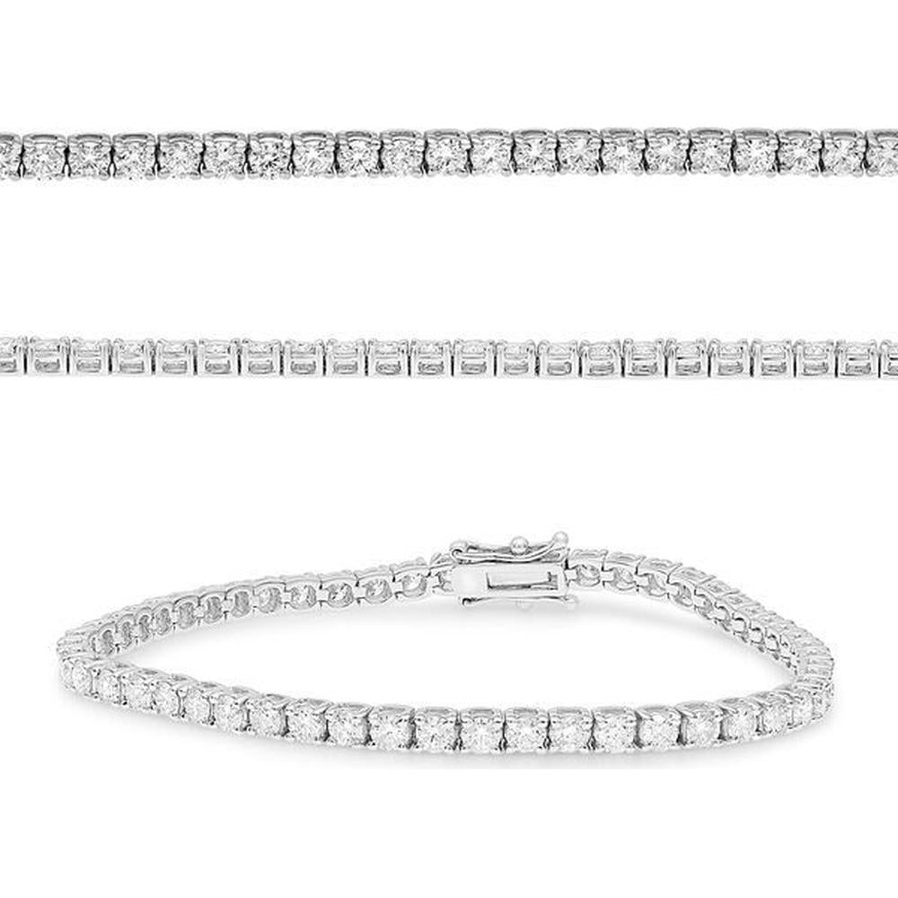 Roman & Jules - 14K White Gold Tennis Bracelet with Round Diamonds - 5.00 Carat Total Diamond Weight
