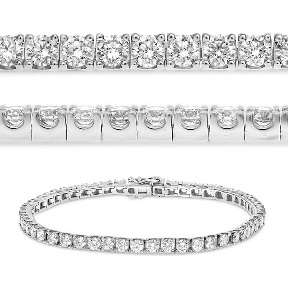 Roman & Jules - 14K White Gold Tennis Bracelet with Round Diamonds - 6.00 Carat Total Diamond Weight