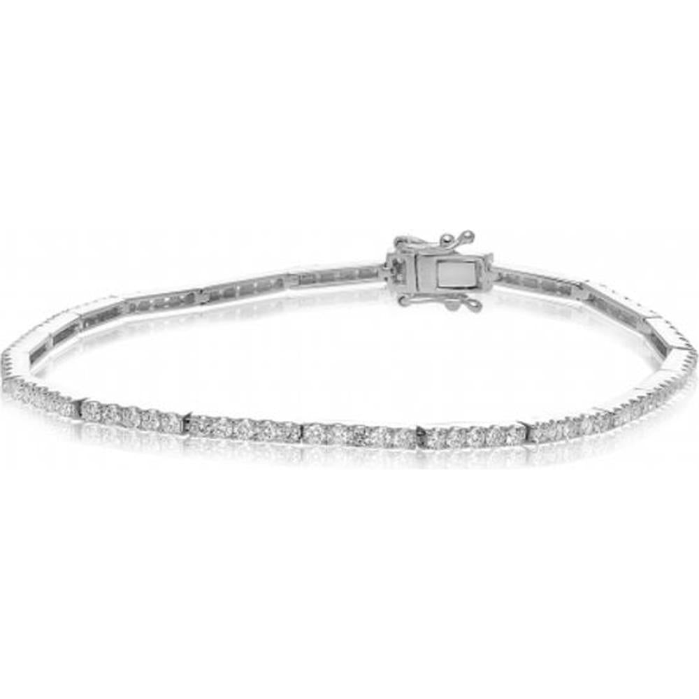 Roman & Jules - 14K White Gold Tennis Bracelet with Round Prong-Set Diamonds - 1.73 Carat Total Diamond Weight