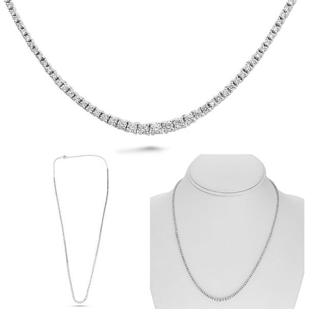 Roman & Jules - 14K White Gold Tennis Necklace with 1.80 Carat Round Diamonds