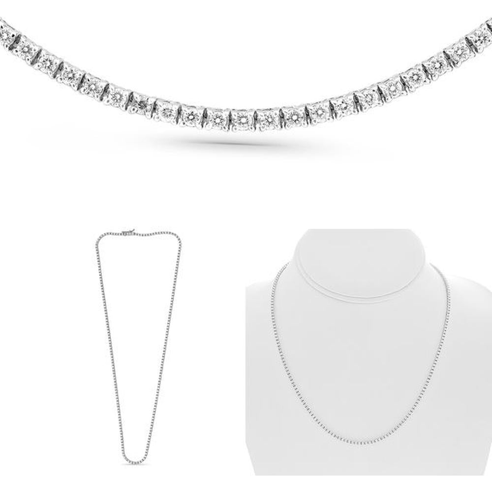 Roman & Jules - 14K White Gold Tennis Necklace with 3.00 Carat Round Diamonds