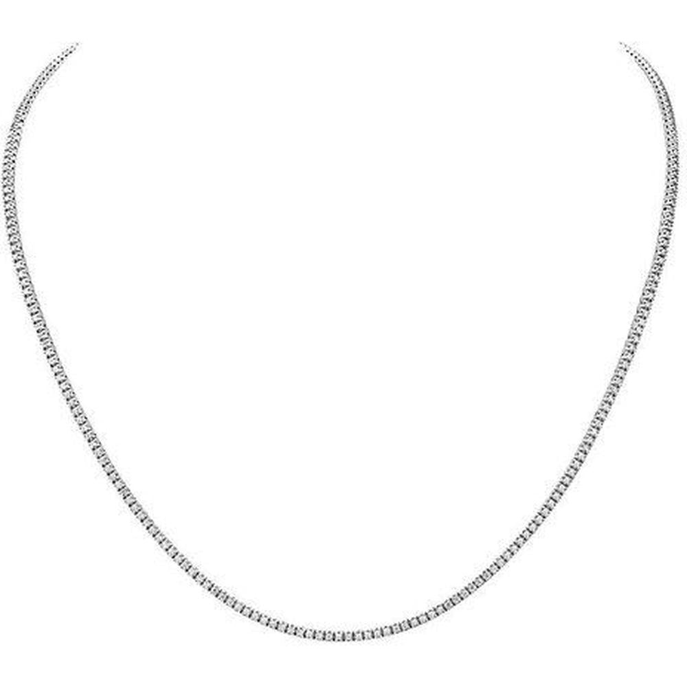 Roman & Jules - 14K White Gold Tennis Necklace with Round Diamonds - 2.70 Carat Total Diamond Weight