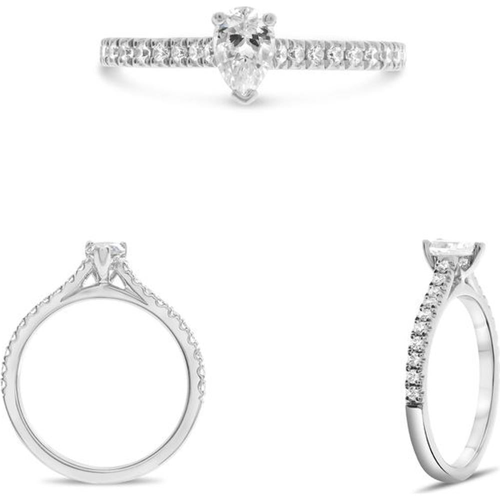 Roman & Jules - 14K White Gold Three Prong Engagement Ring with 0.28 Carat Round Diamond