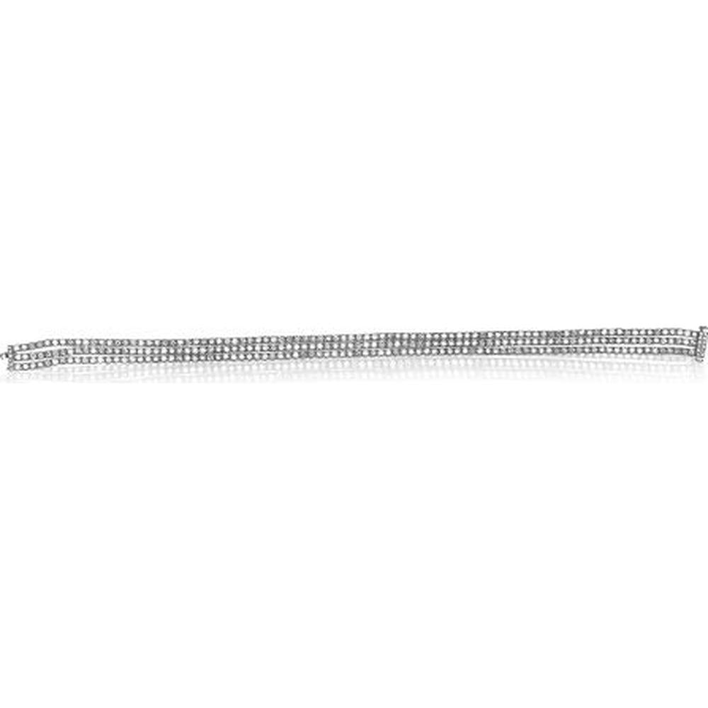 Roman & Jules - 14K White Gold Three-Row Tennis Bracelet with Round Diamonds - 5.27 Carat Total Diamond Weight