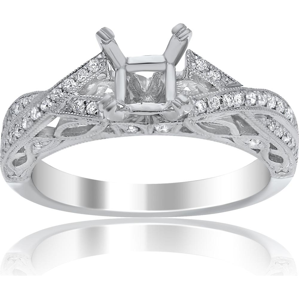 Roman & Jules - 14K White Gold Twist Design Round Diamond Ring - 0.33 Carat Total Diamond Weight