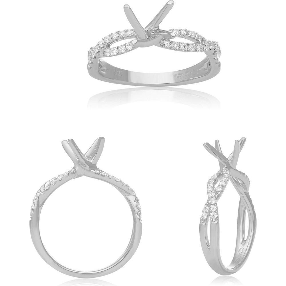 Roman & Jules - 14K White Gold Twist Ring with Round Diamonds - 0.29 Carat Total Diamond Weight