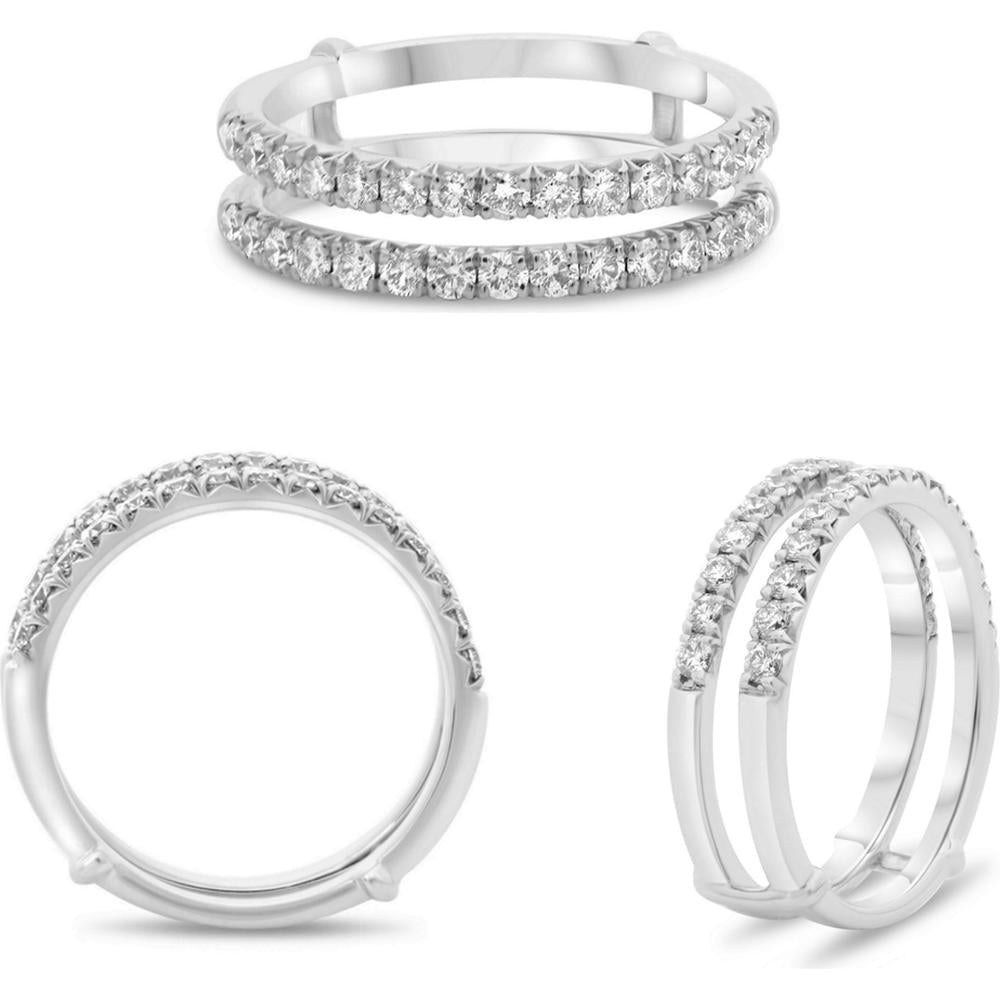 Roman & Jules - 14K White Gold Wedding Band with Pave Set Round Diamonds - 0.62 Carat Total Diamond Weight
