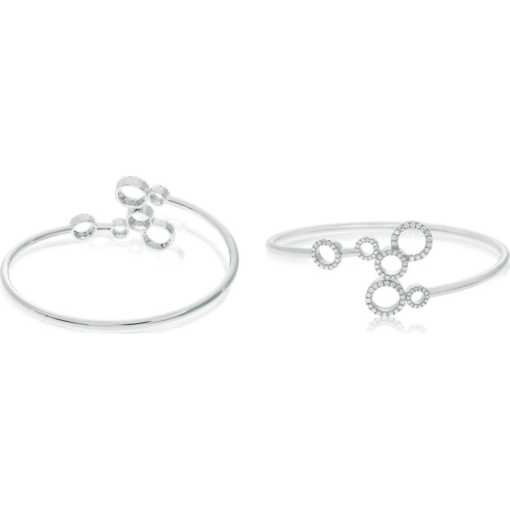 Roman & Jules - 14K White Gold White Diamond Circle Bangle with Round Diamonds - 0.60 Carat Total Diamond Weight