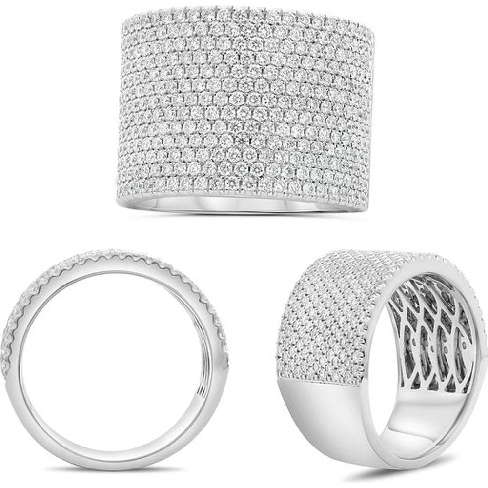 Roman & Jules - 14K White Gold Wide Diamond Pave Band with Round-Cut Diamonds - 1.97 Carat Total Diamond Weight