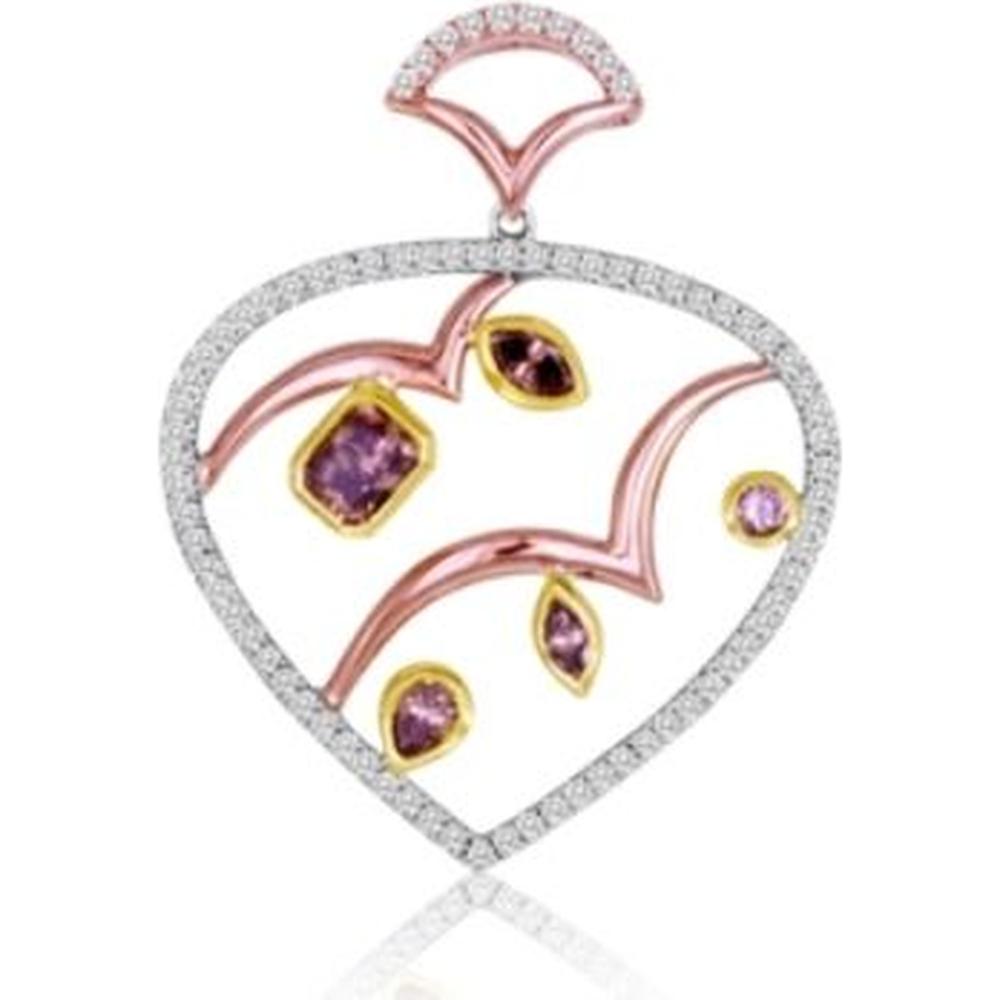Roman & Jules - 14K White, Rose & Yellow Gold Champagne Diamond Pendant - 1.49 Carat Total Diamond Weight
