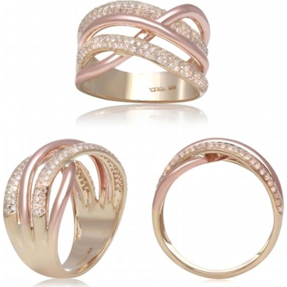 Roman & Jules - 14K Yellow and Rose Gold Diamond Intertwining Ring with Round Diamonds - 0.50 Carat Total Diamond Weight