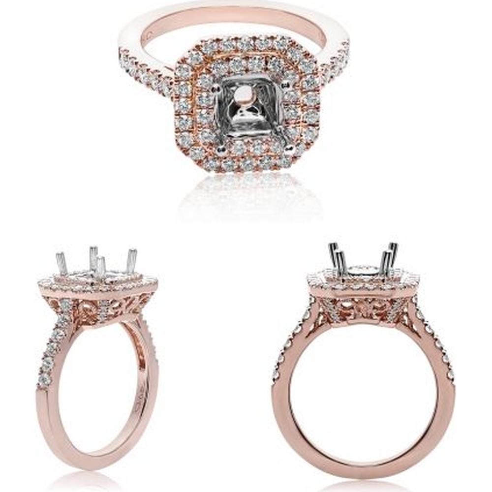 Roman & Jules - 14K Yellow & White Gold Radiant Diamond Ring with Micropavé Setting - 0.86 Carat Total Diamond Weight