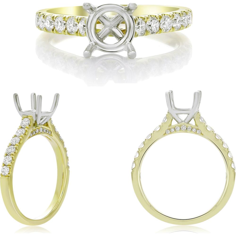 Roman & Jules - 14K Yellow and White Gold Round Diamond Micropavé Band Ring - 0.53 Carat Total Diamond Weight
