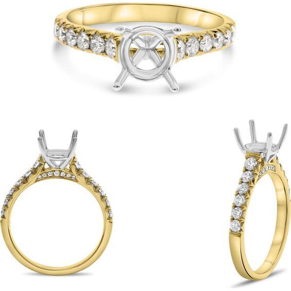 Roman & Jules - 14K Yellow and White Gold Round Diamond Ring with 0.52 Carat Total Diamond Weight