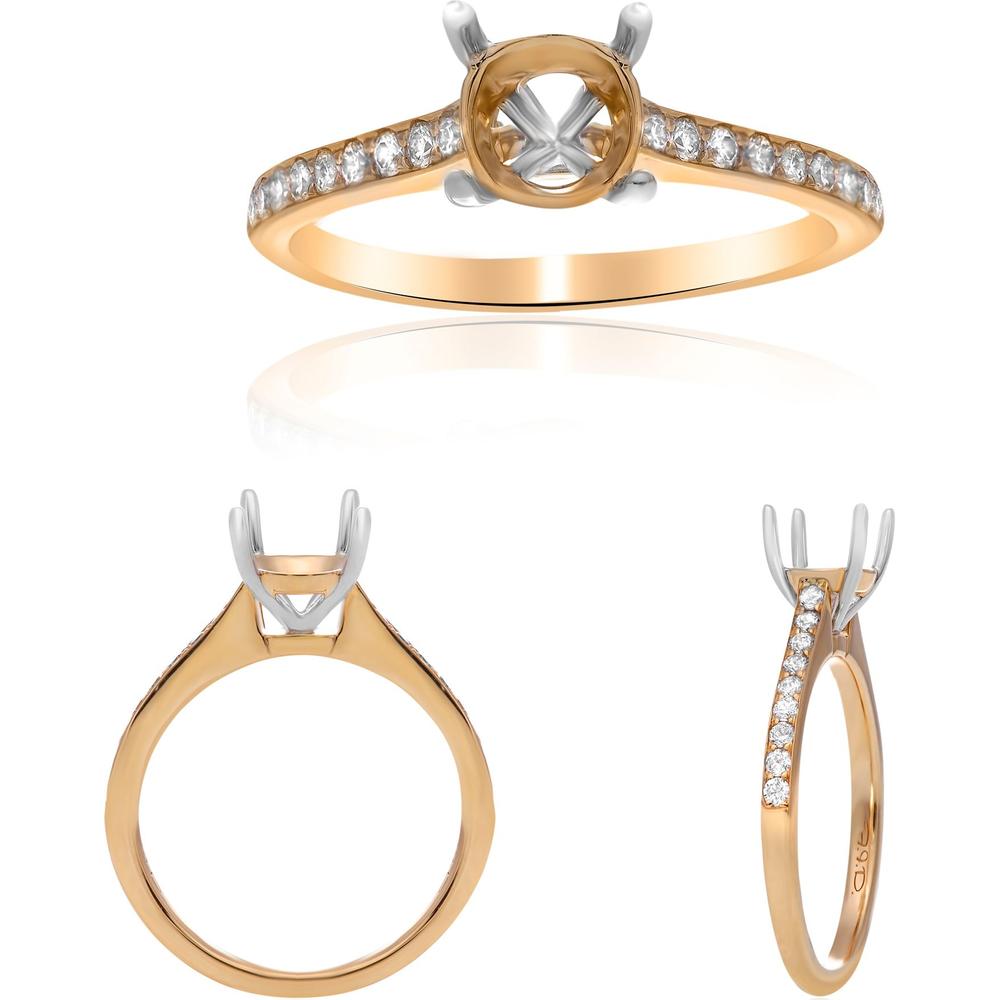 Roman & Jules - 14K Yellow and White Gold Round Diamond Ring with Shared-Prong Set Diamonds - 0.25 Carat Total Diamond Weight