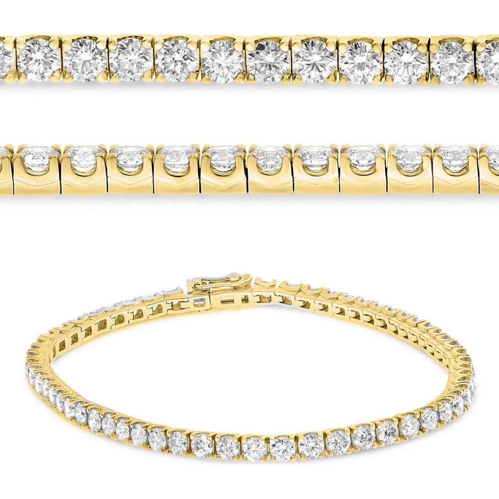 Roman & Jules - 14K Yellow Gold 3.00 Carat Round Diamond Tennis Bracelet with Prong Settings