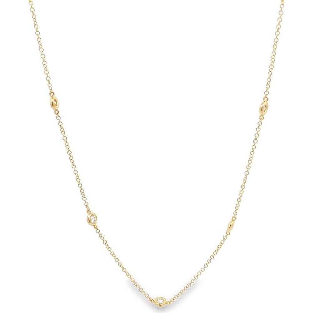 Roman & Jules - 14K Yellow Gold 30" Necklace with Round Diamonds - 0.40 Carat Total Diamond Weight