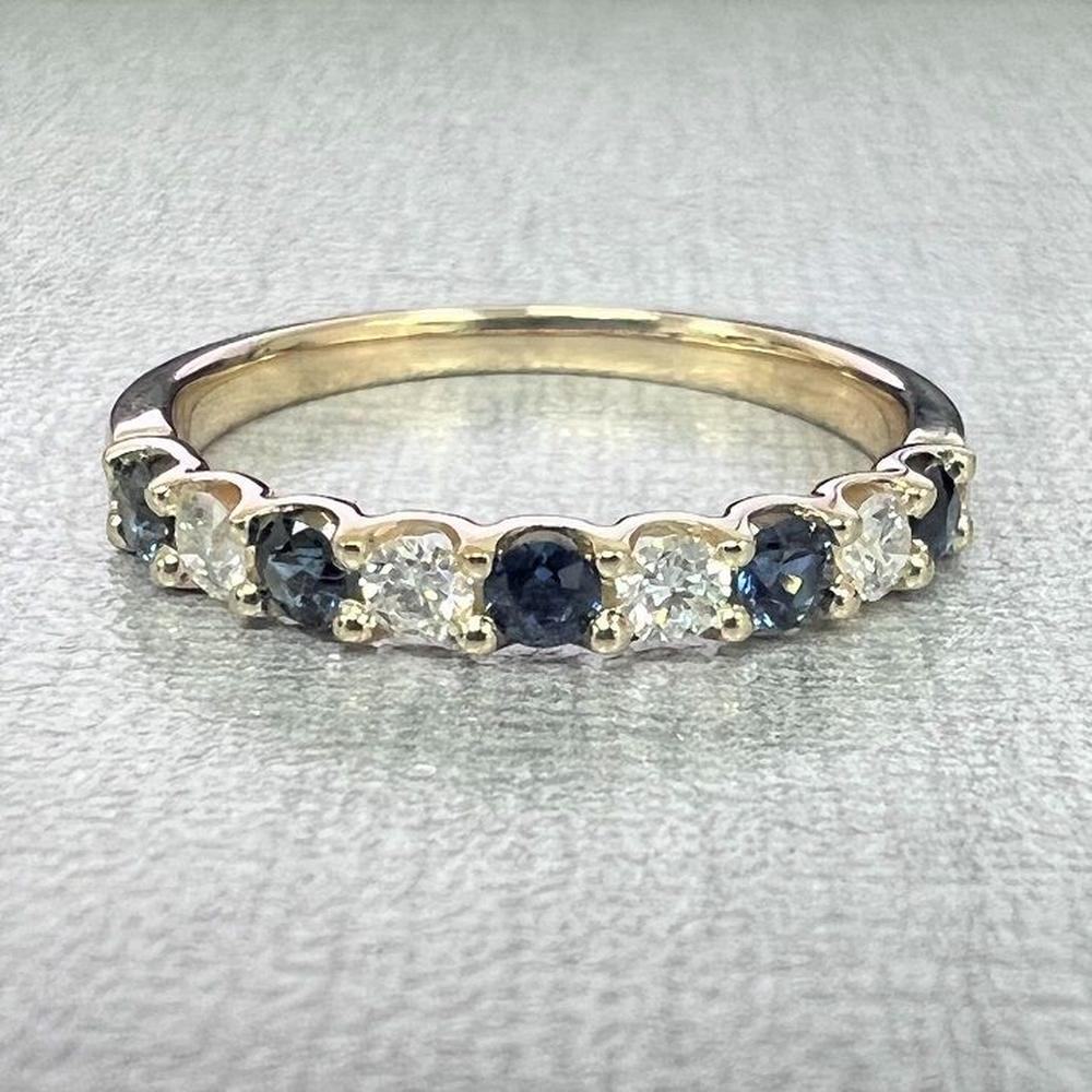 Roman & Jules - 14K Yellow Gold Alternating Sapphire & Diamond Band - 0.57 Carat Total Sapphire and Diamond Weight
