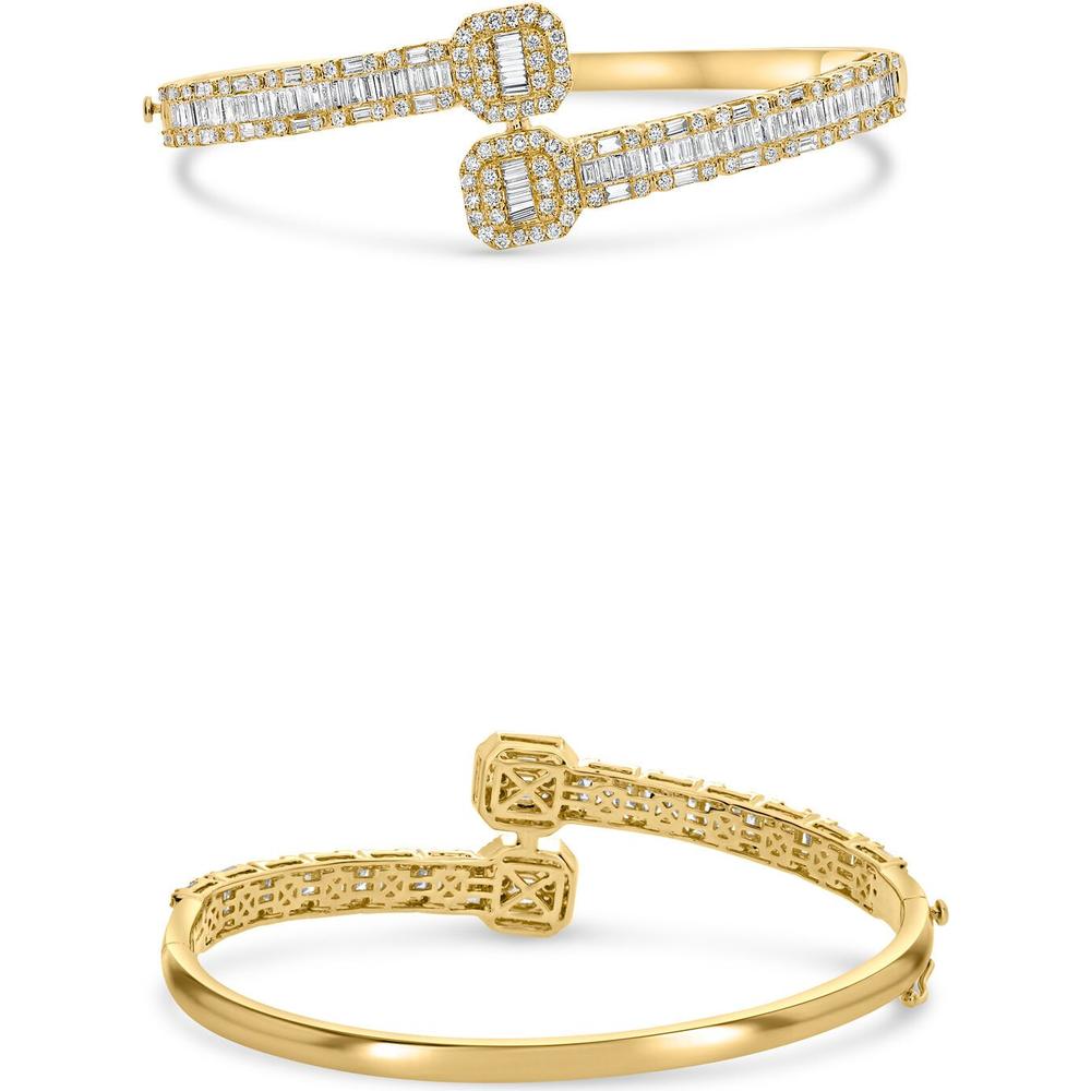Roman & Jules - 14K Yellow Gold Baguette and Round Diamond Cluster Bracelet - 2.66 Carat Total Diamond Weight