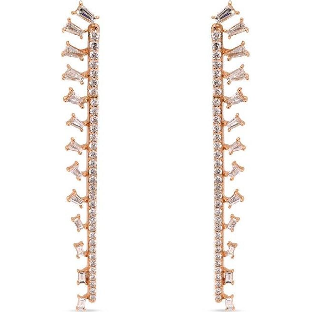 Roman & Jules - 14K Yellow Gold Baguette and Round Diamond Drop Earrings - 1.38 Carat Total Diamond Weight