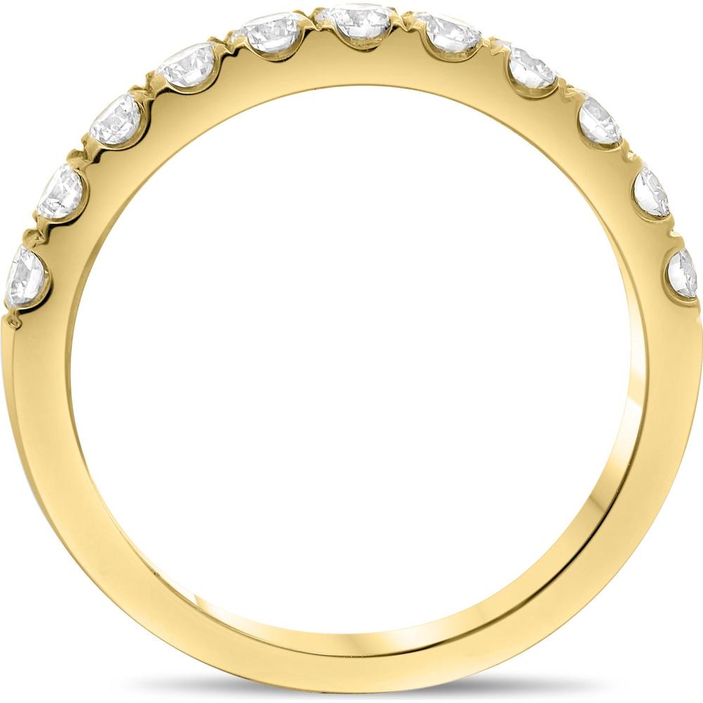 Roman & Jules - 14K Yellow Gold Band Ring with Micropavé Set Round Diamonds - 0.72 Carat Total Diamond Weight