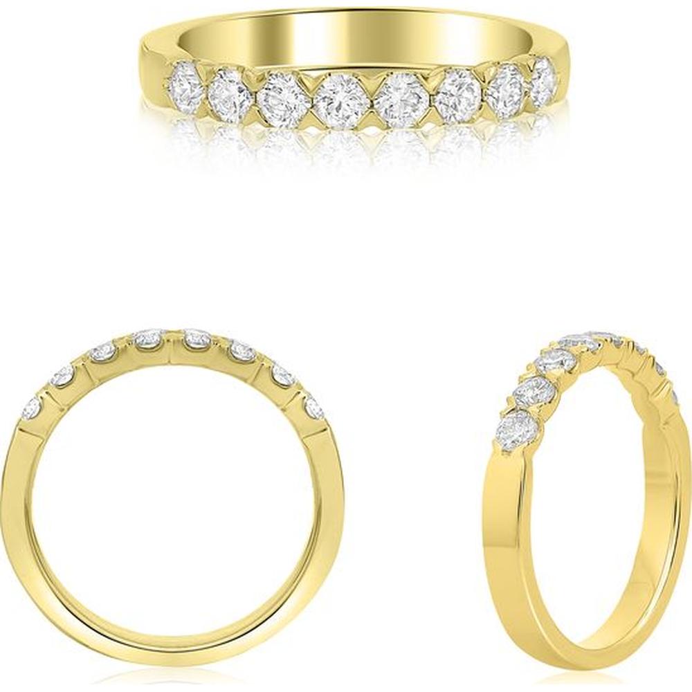 Roman & Jules - 14K Yellow Gold Band with Round Diamonds in Fishtail Setting - 0.52 Carat Total Diamond Weight