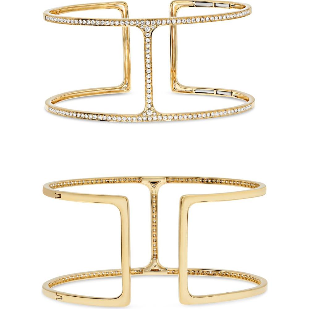 Roman & Jules - 14K Yellow Gold Bangle with 1.00 Carat Round Diamond Accents