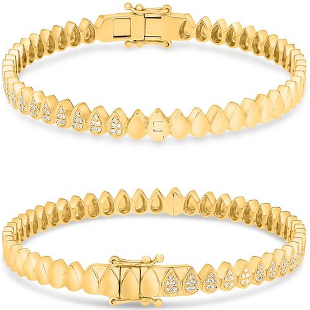 Roman & Jules - 14K Yellow Gold Bangle with Pave Set Round Diamonds - 0.26 Carat Total Diamond Weight
