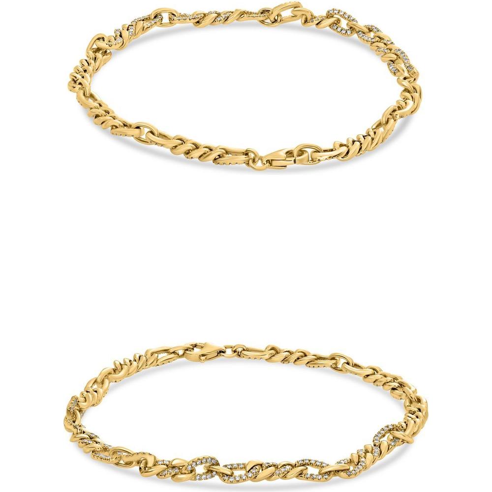 Roman & Jules - 14K Yellow Gold Chain Link Bracelet with 0.51 Carat Round Diamonds in Micropavé Setting