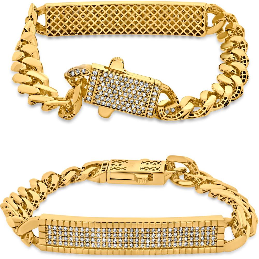 Roman & Jules - 14K Yellow Gold Chain Link Bracelet with 1.07 Carat Total Round Diamonds