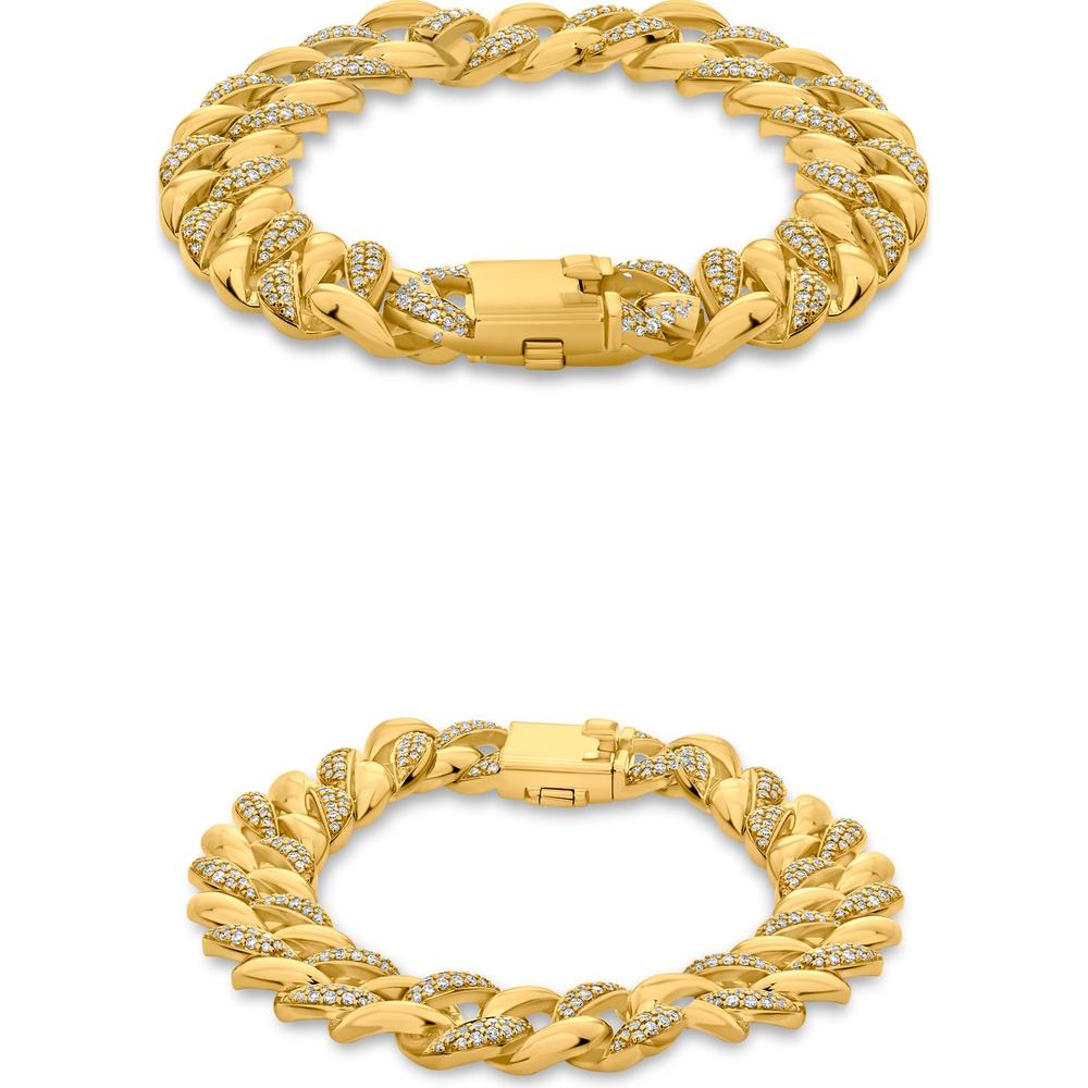 Roman & Jules - 14K Yellow Gold Chain Link Bracelet with 1.86 Carat Total Round Diamonds