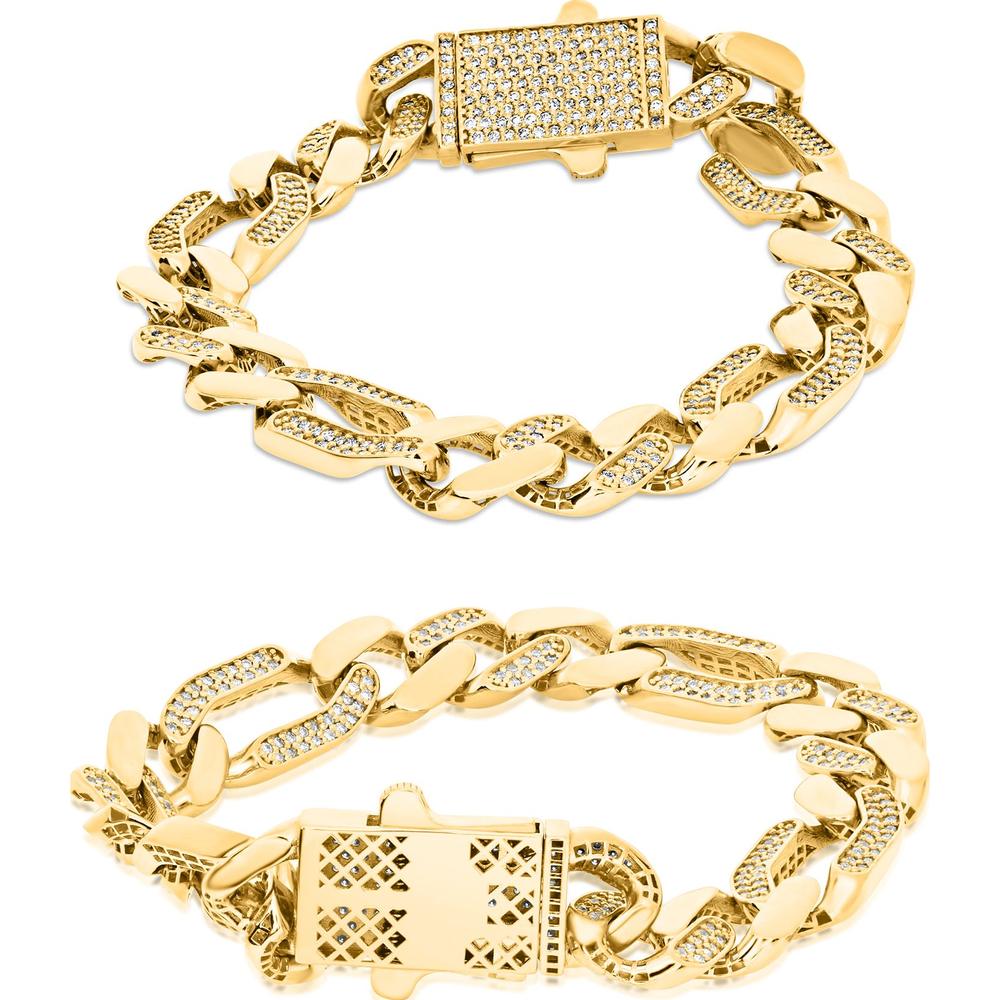Roman & Jules - 14K Yellow Gold Chain Link Bracelet with 1.88 Carat Round Diamonds