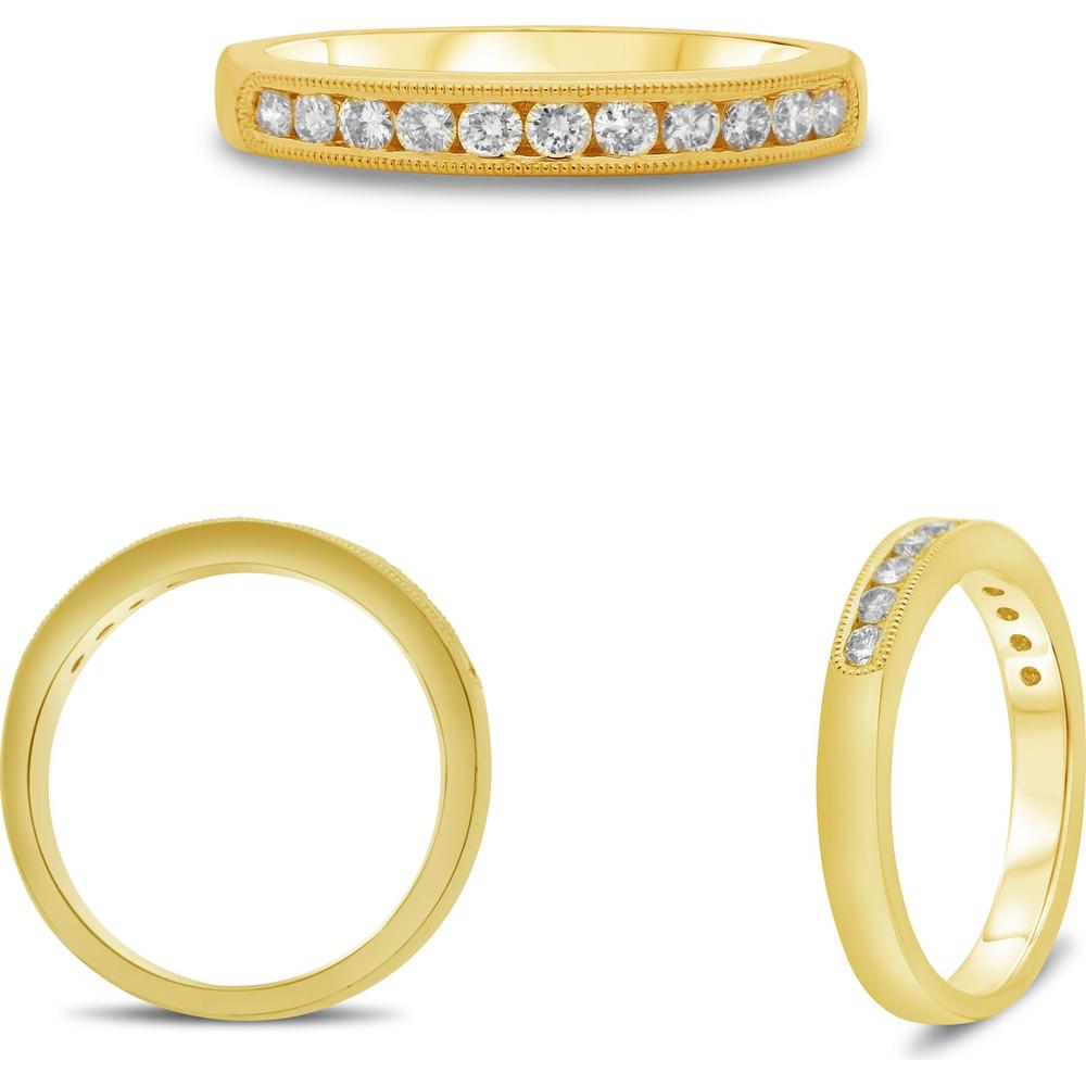 Roman & Jules - 14K Yellow Gold Channel Set Round Diamond Band - 0.34 Carat Total Diamond Weight