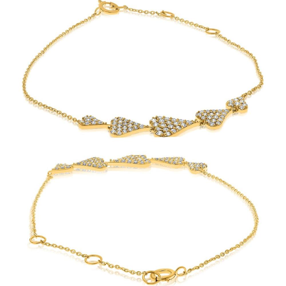 Roman & Jules - 14K Yellow Gold Cluster Diamond Bracelet with Shared Setting - 0.56 Carat Total Diamond Weight