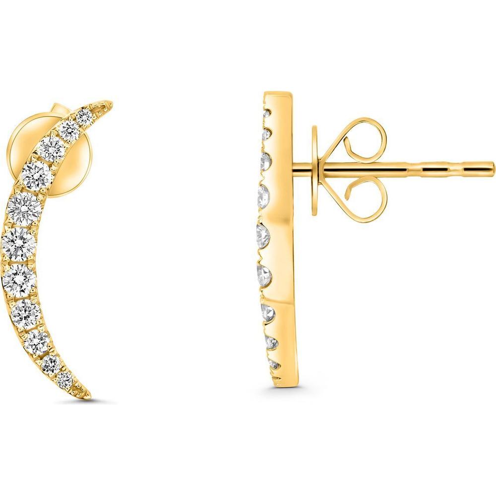 Roman & Jules - 14K Yellow Gold Crescent Shaped Diamond Earrings with Micropavé Set Round Diamonds - 0.40 Carat Total Diamond Weight