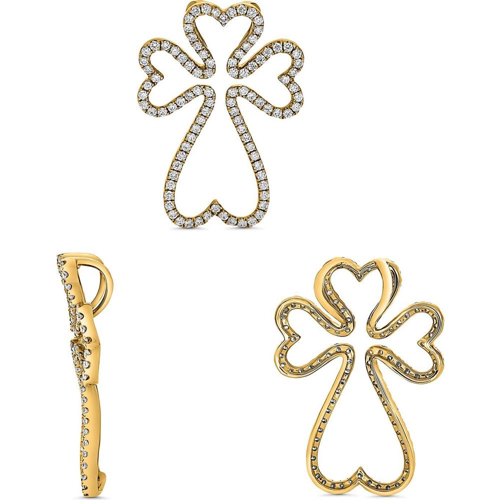 Roman & Jules - 14K Yellow Gold Cross Pendant with 0.49 Carat Round Diamonds