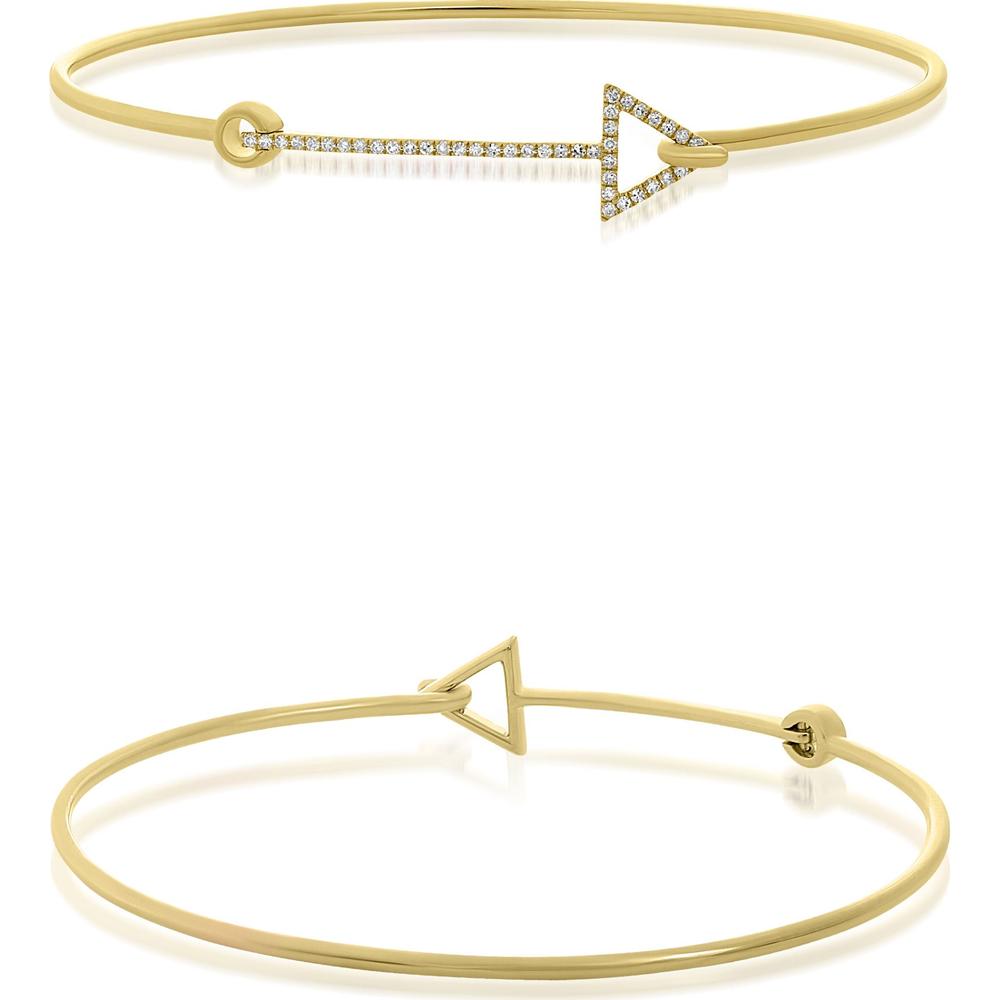 Roman & Jules - 14K Yellow Gold Diamond Arrow Bangle - 0.13 Carat Total Diamond Weight
