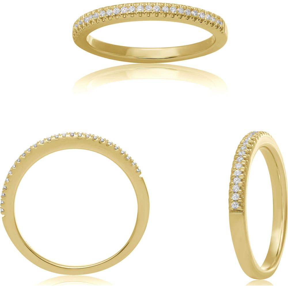Roman & Jules - 14K Yellow Gold Diamond Band Ring with 0.12 Carat Round Diamonds
