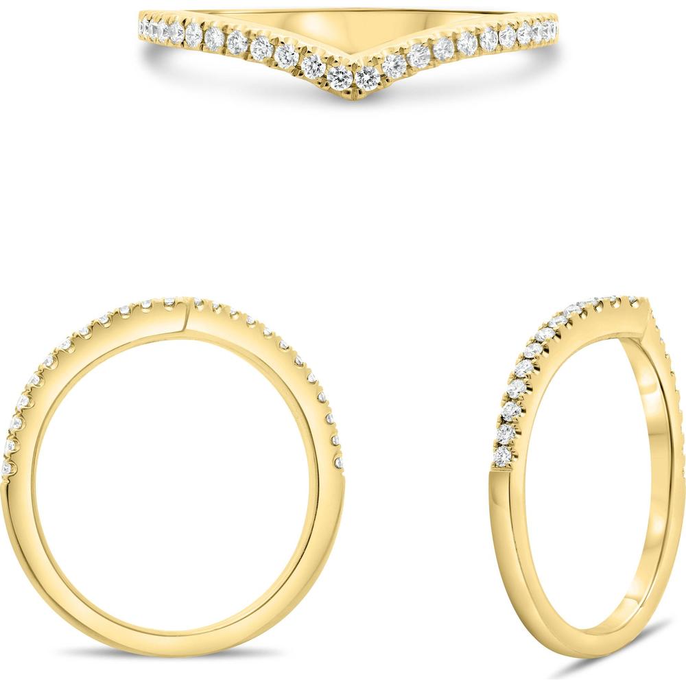 Roman & Jules - 14K Yellow Gold Diamond Band Ring with Micropavé Set Round Diamonds - 0.19 Carat Total Diamond Weight