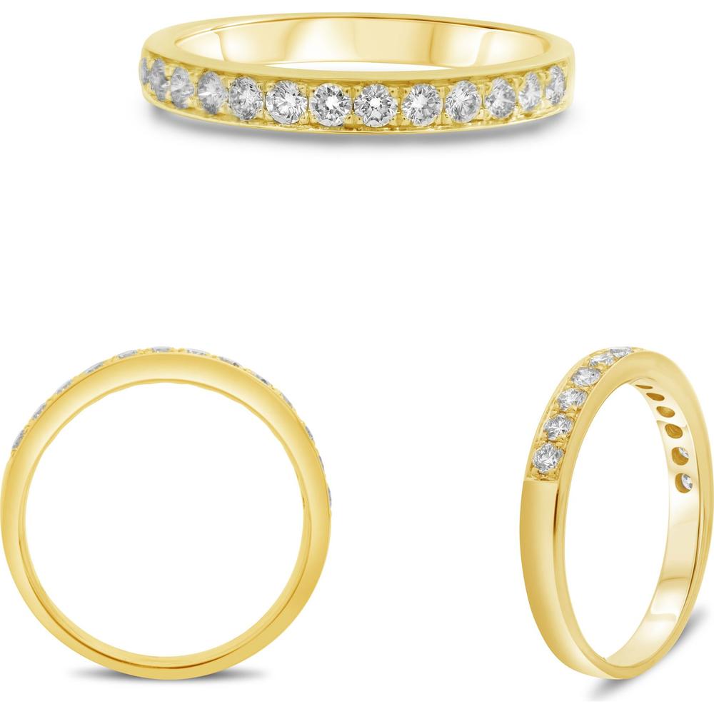 Roman & Jules - 14K Yellow Gold Diamond Band Ring with Pave Channel Set Round Diamonds - 0.34 Carat Total Diamond Weight