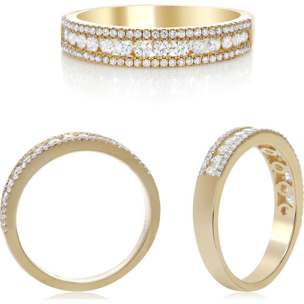Roman & Jules - 14K Yellow Gold Diamond Band Ring with Round Diamonds - 0.49 Carat Total Diamond Weight