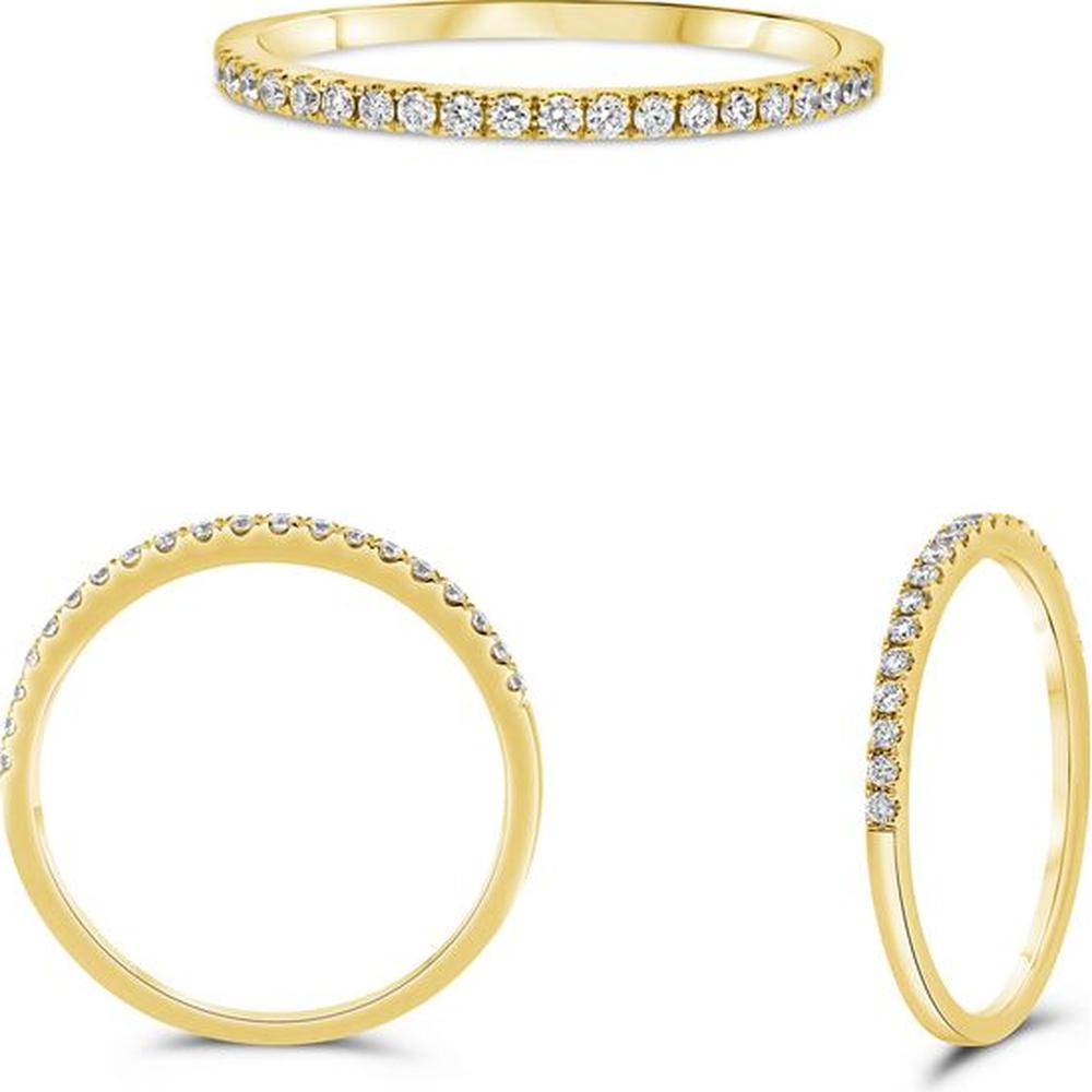 Roman & Jules - 14K Yellow Gold Diamond Band with Micro-Pave Set Round Diamonds