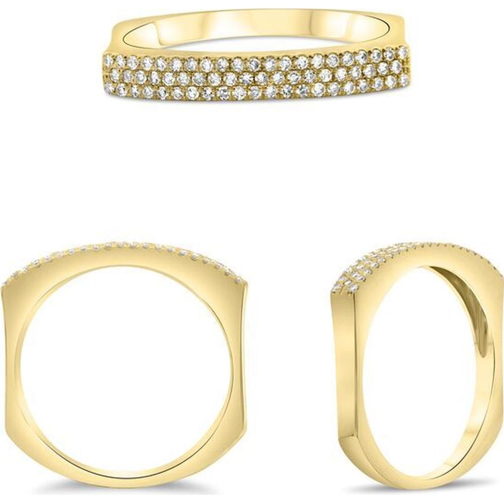 Roman & Jules - 14K Yellow Gold Diamond Band with Micropavé Set Round Diamonds - 0.19 Carat Total Diamond Weight