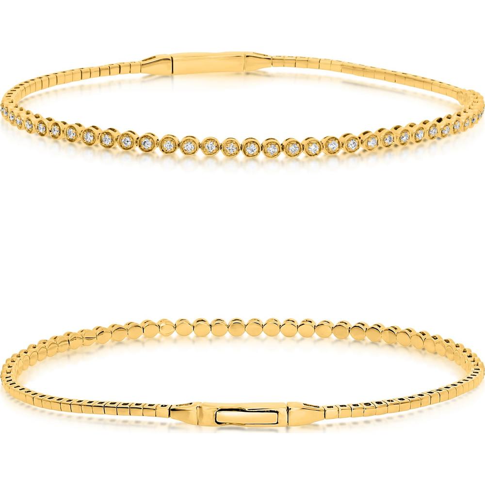 Roman & Jules - 14K Yellow Gold Diamond Bangle with Prong-Set Round Diamonds - 0.30 Carat Total Diamond Weight