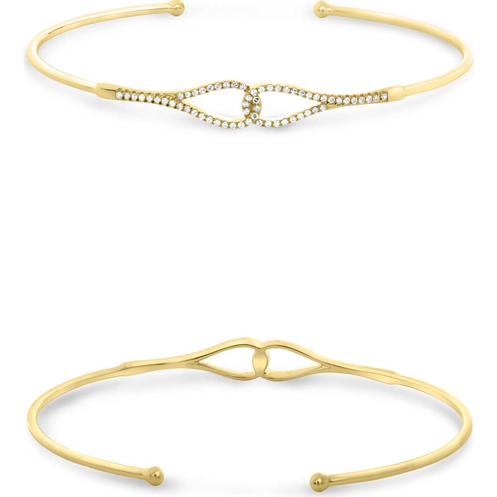 Roman & Jules - 14K Yellow Gold Diamond Bangle with Round Diamonds - 0.19 Carat Total Diamond Weight