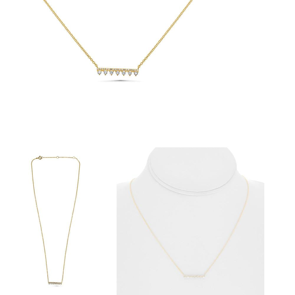 Roman & Jules - 14K Yellow Gold Diamond Bar Necklace with Round Diamonds - 0.25 Carat Total Diamond Weight