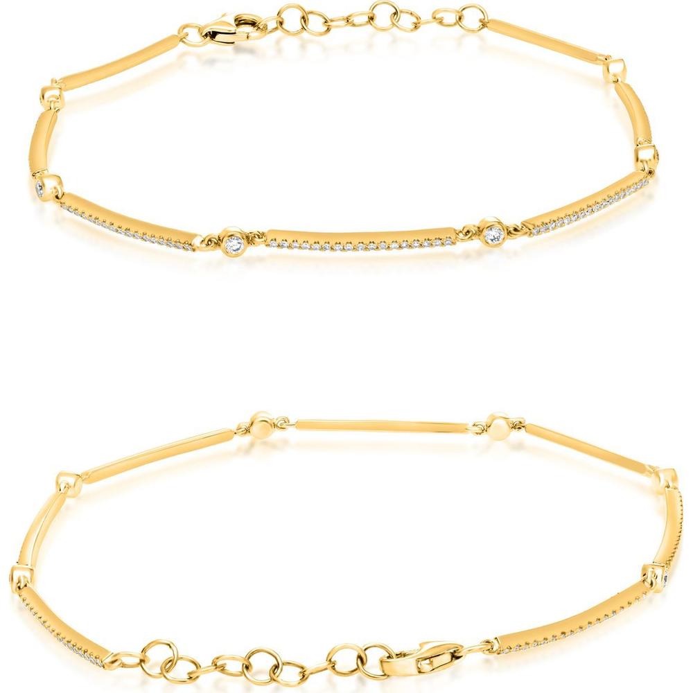 Roman & Jules - 14K Yellow Gold Diamond Bracelet with Bezel-Set Round Diamonds - 0.42 Carat Total Diamond Weight