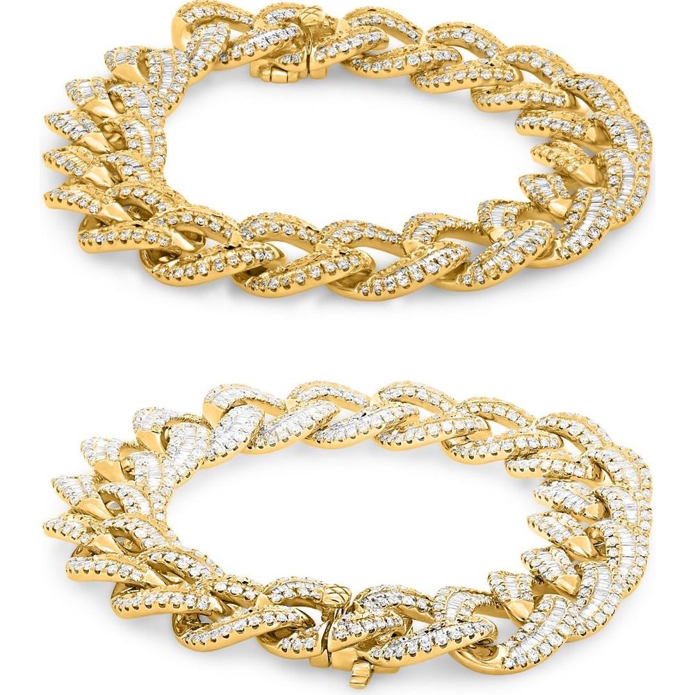 Roman & Jules - 14K Yellow Gold Diamond Chain Bracelet with Round and Baguette Diamonds - 4.53 Carat Total Diamond Weight