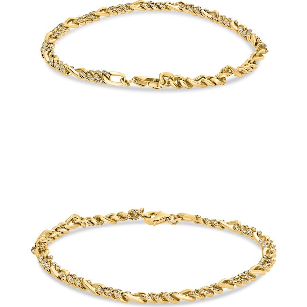 Roman & Jules - 14K Yellow Gold Diamond Chain Link Bracelet with Micropavé-Set Round Diamonds - 0.54 Carat Total Diamond Weight