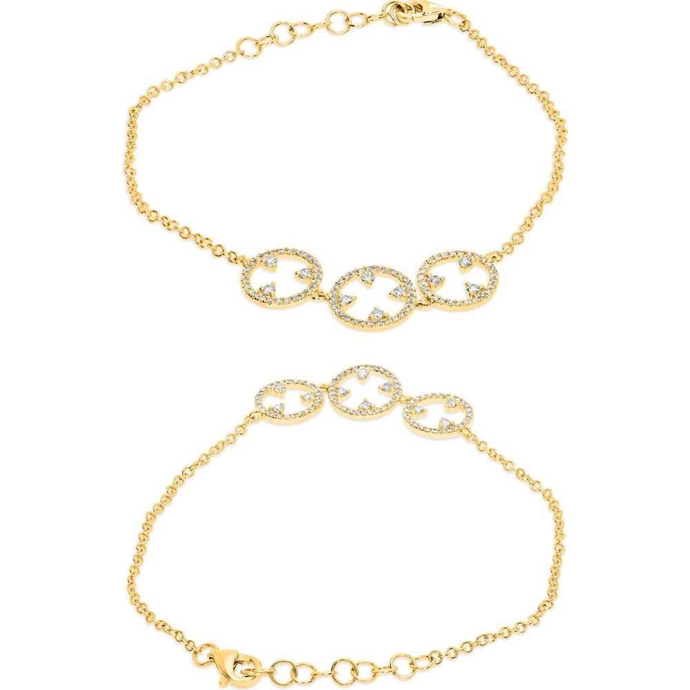 Roman & Jules - 14K Yellow Gold Diamond Circle Bracelet with Round Diamonds - 0.35 Carat Total Diamond Weight